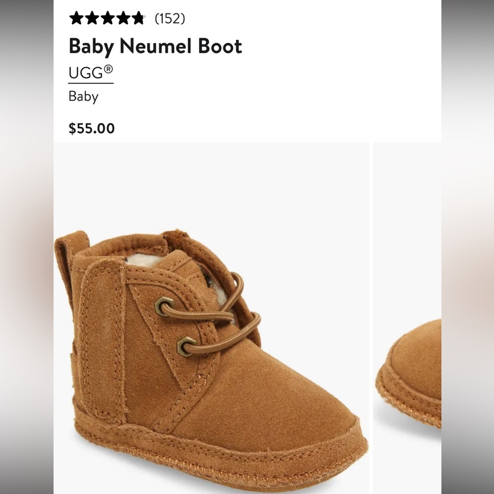 UGG® Infants' Neumel Leather Shoes Chukka Boots in Brown/, Size 02/03